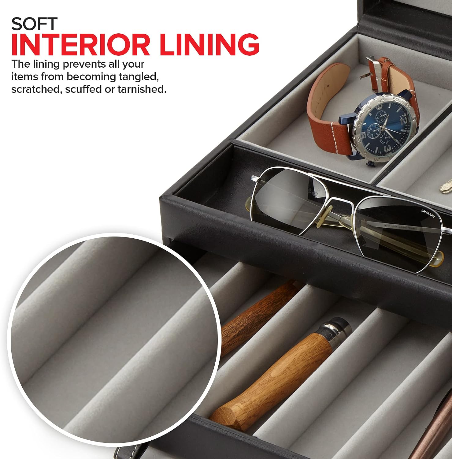 Stock Your Home Mens Valet Tray, Men's Jewelry Box, Night Stand Organizers and Storage, Bedside Table Organizer, Watch
