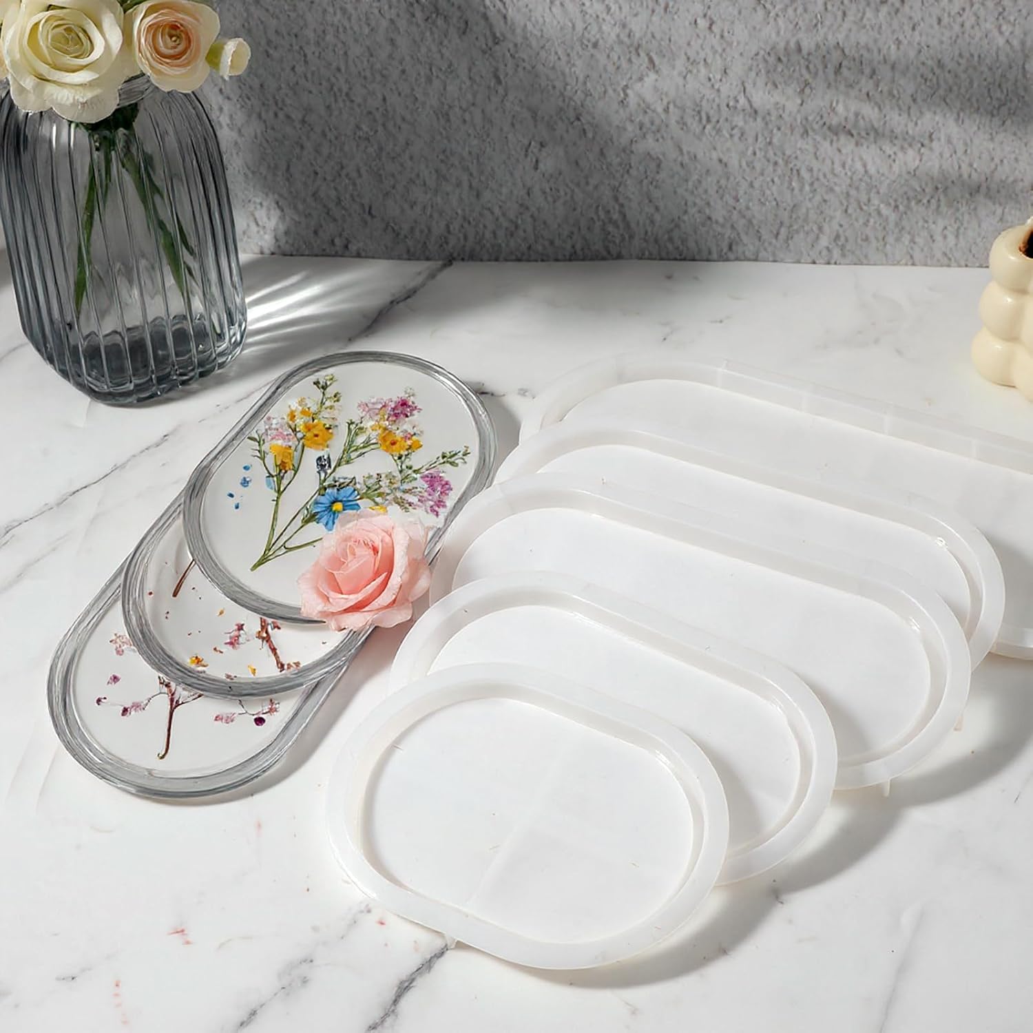 Oval Resin Tray Molds / Set of 5