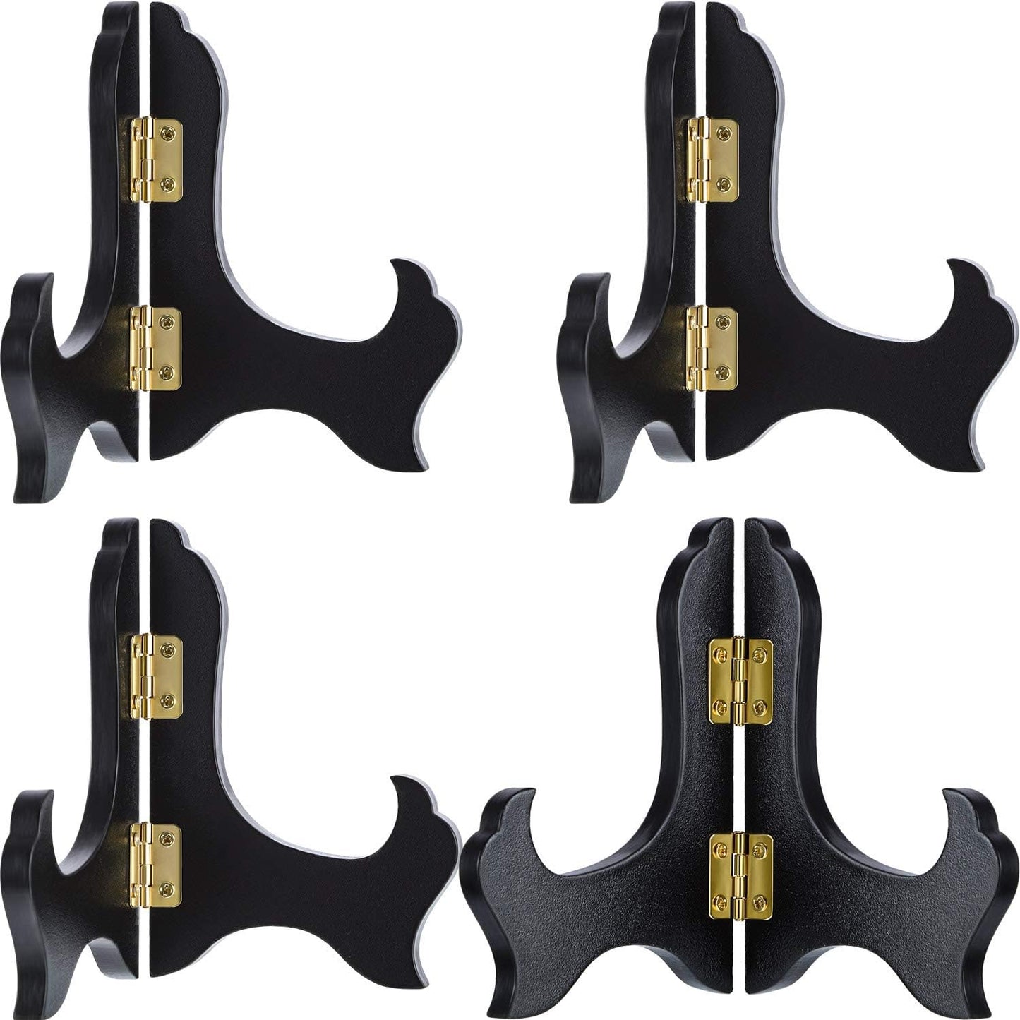 Packs Wooden Display Stand Decorative Plate Stands for Display Picture Frame Holder / Black / 4 Inch