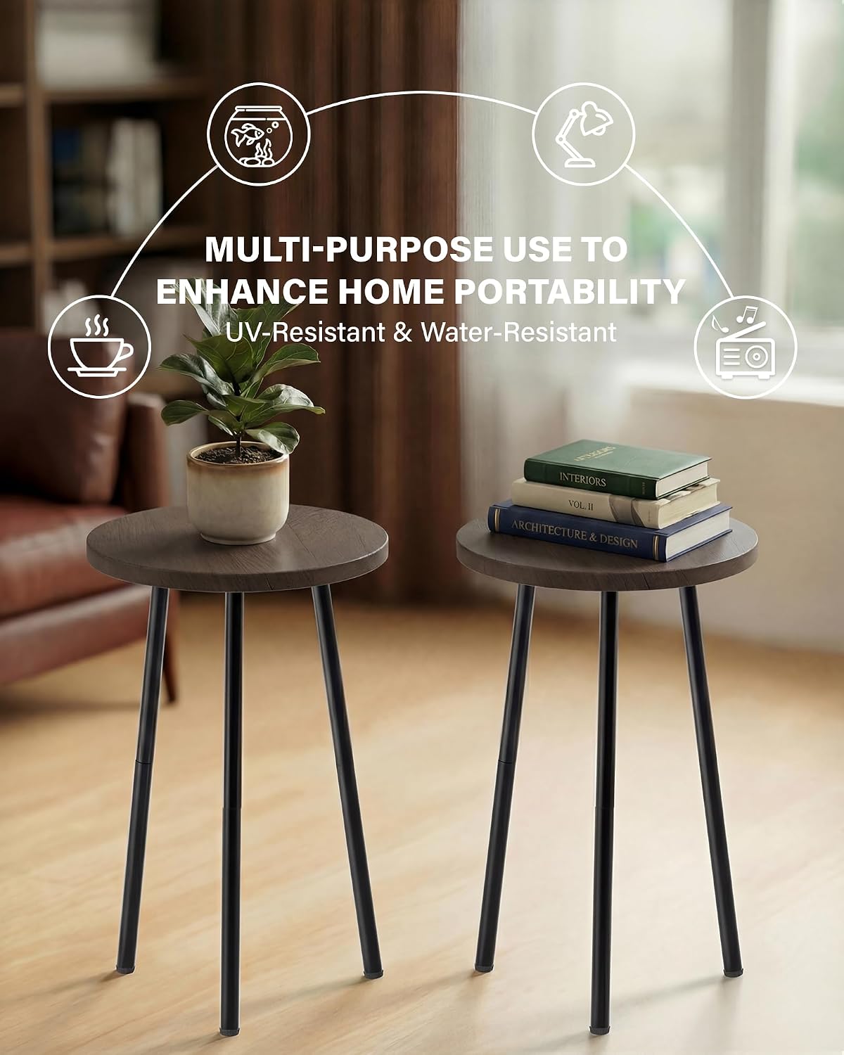 Plant Stand Indoor 2 Pack: Corner Wood 20 Inch Plant Stand - Plant Table | Mid Century Modern Decor - Small Round Plant