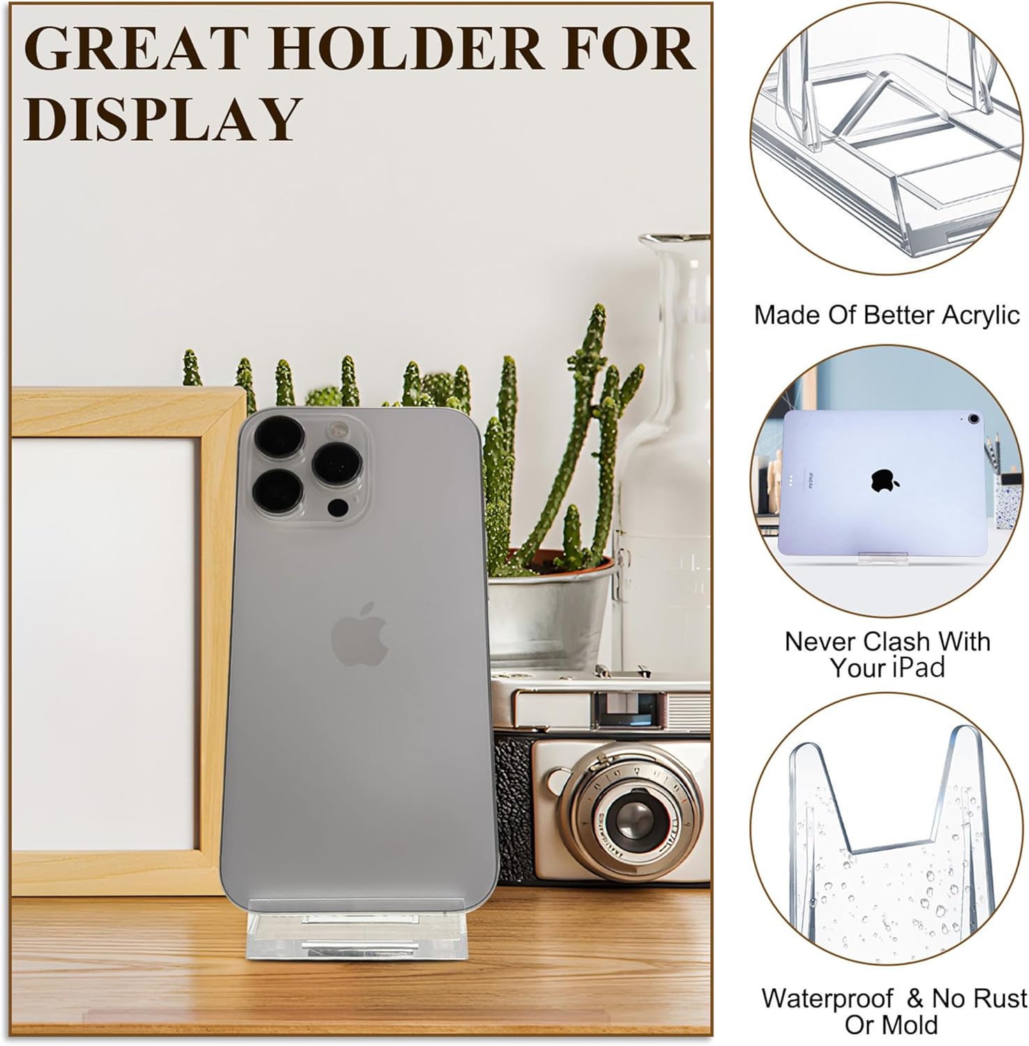 Acrylic Adjustable Desktop Book Stand & Display Easel for Tablet Phone Clutch / Clear / Set of 12