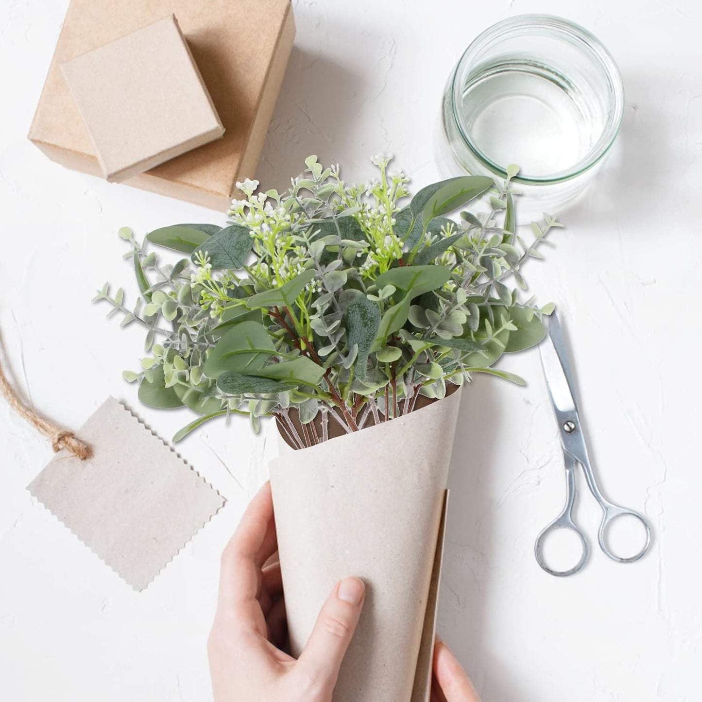 Artificial Greenery Eucalyptus Stem Dollar Leaves Baby Eucalyptus Leaves / Silver / Set of 40