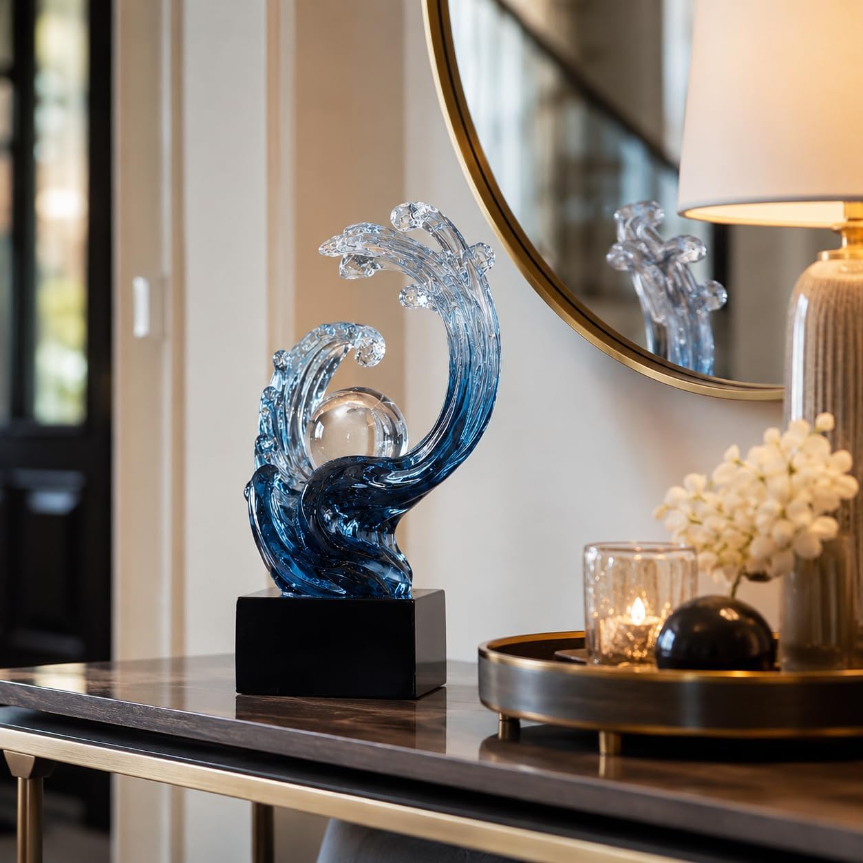 Modern Abstract Decorative Wave Statue / Blue