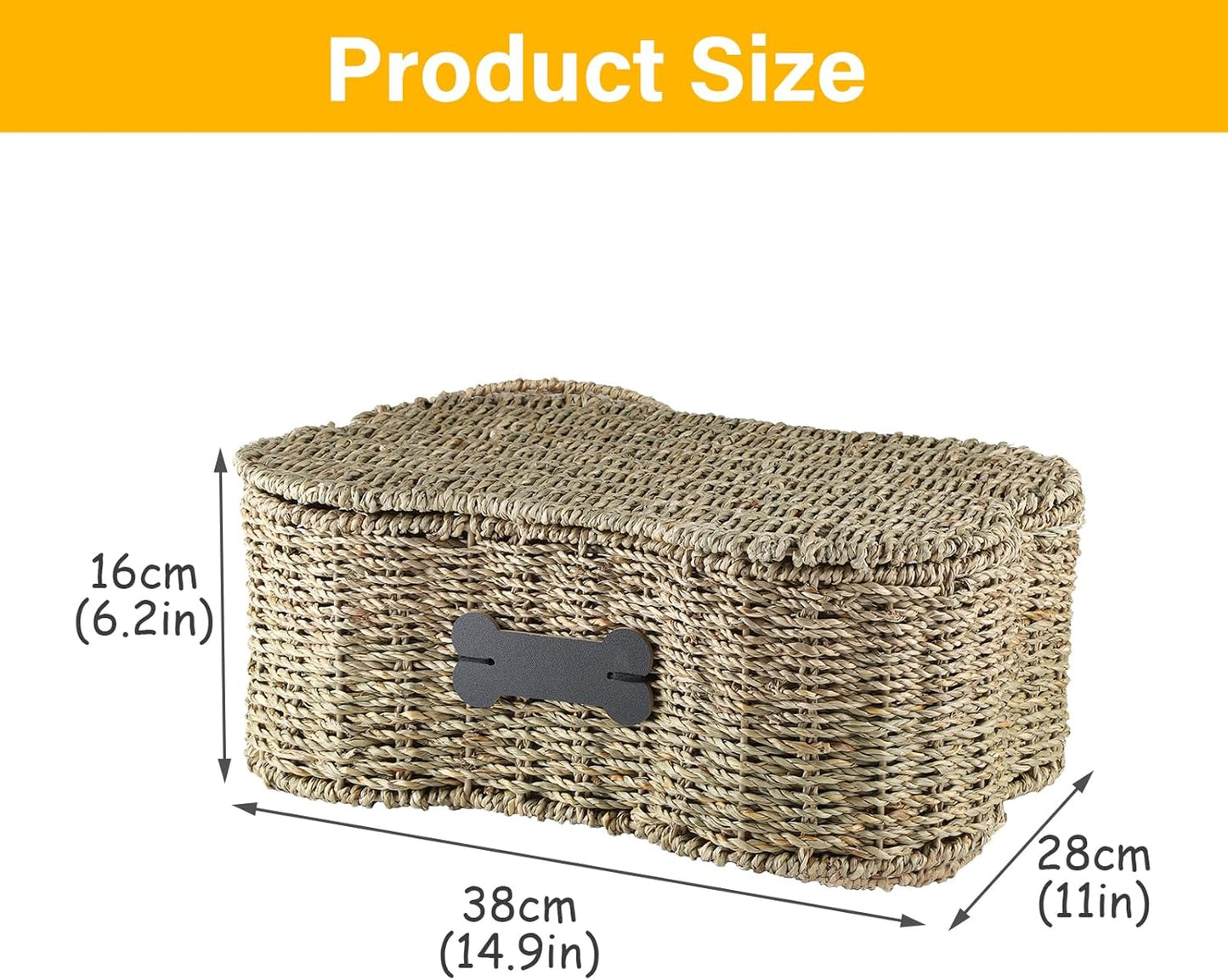 Seagrass Wicker Baskets for Dog Toys / with Lid