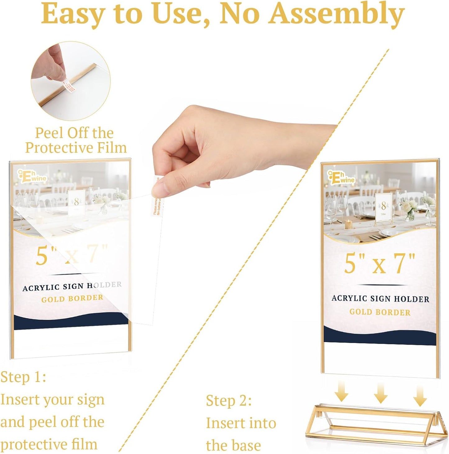 Acrylic Sign Holder / 5 x 7 / Gold Inch / Set of 12