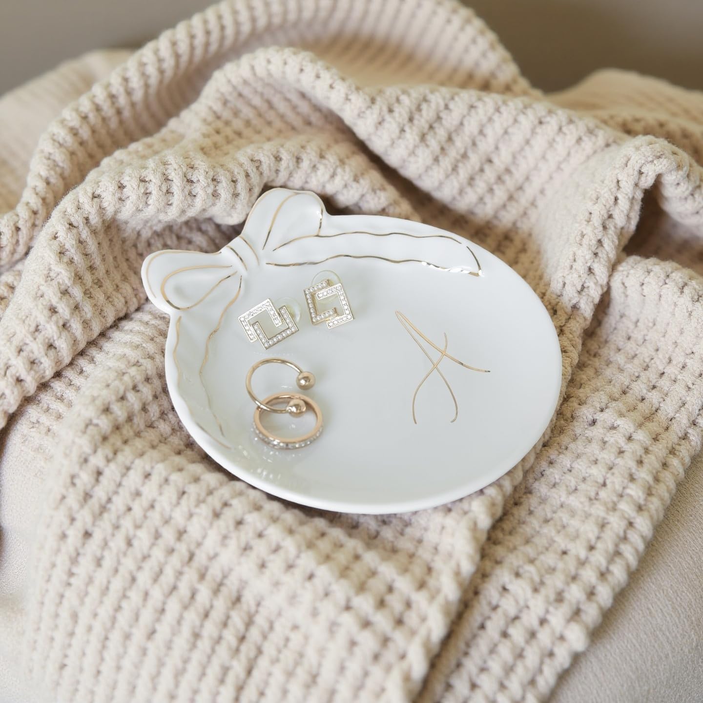 Custom Initial Ceramic Jewelry Tray / A