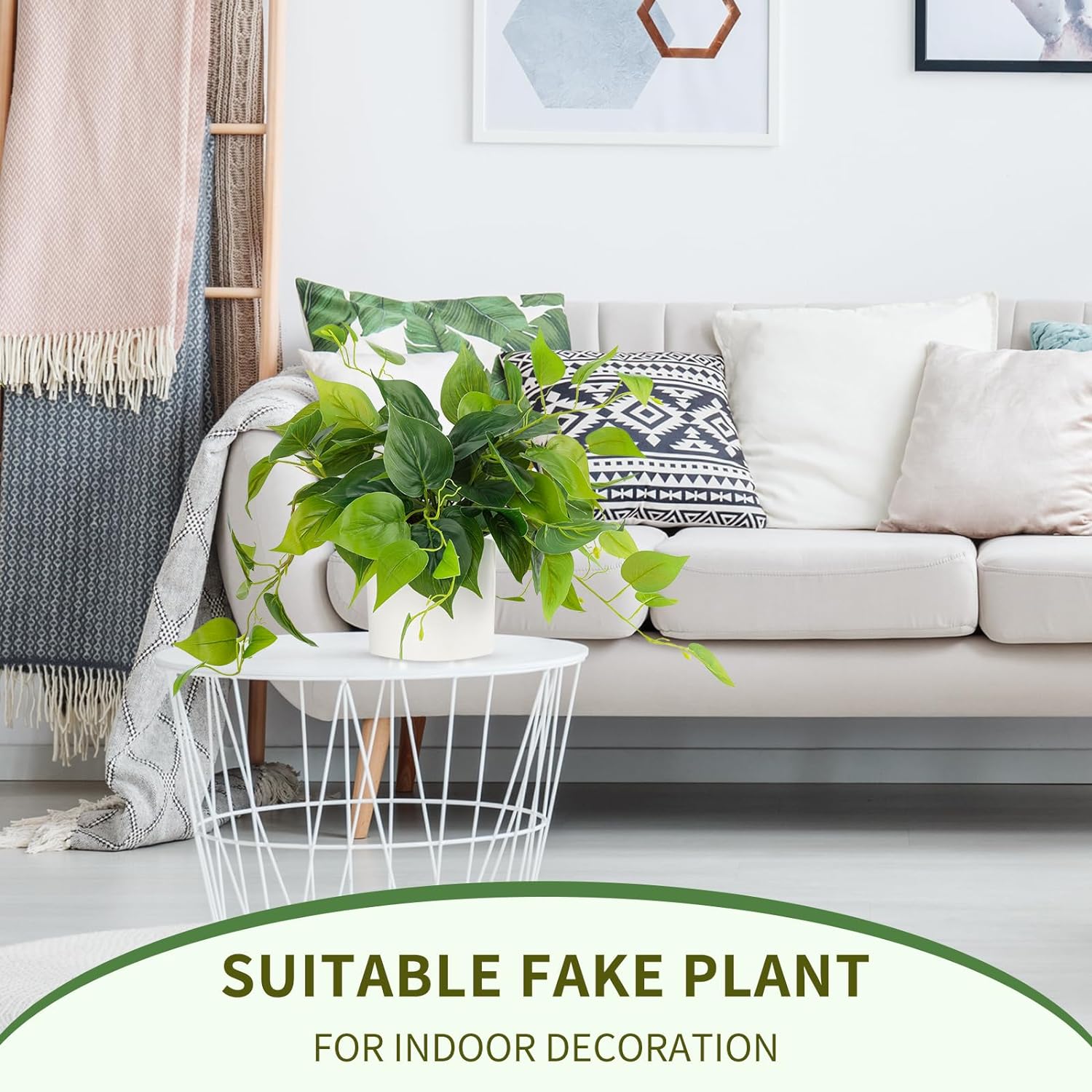 Faux Plants Indoor / White Ceramic Pot