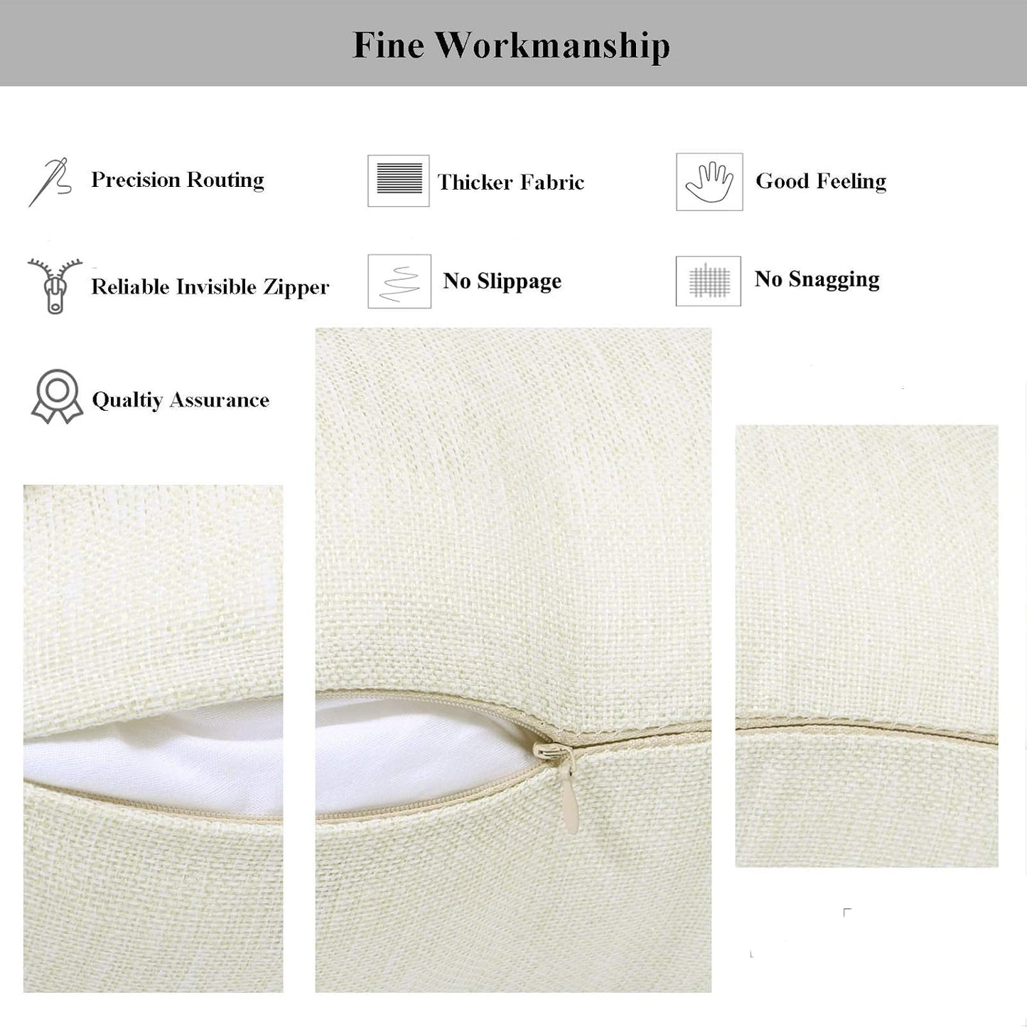 Pack 8 Linen Throw Pillow Covers Set Cushion Case / Beige / 18 x 18 / Set of 8