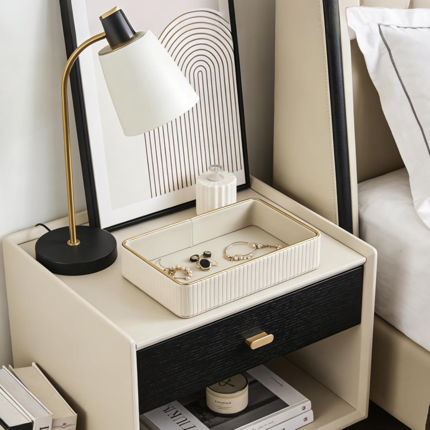 PU Leather Valet Tray / Beige