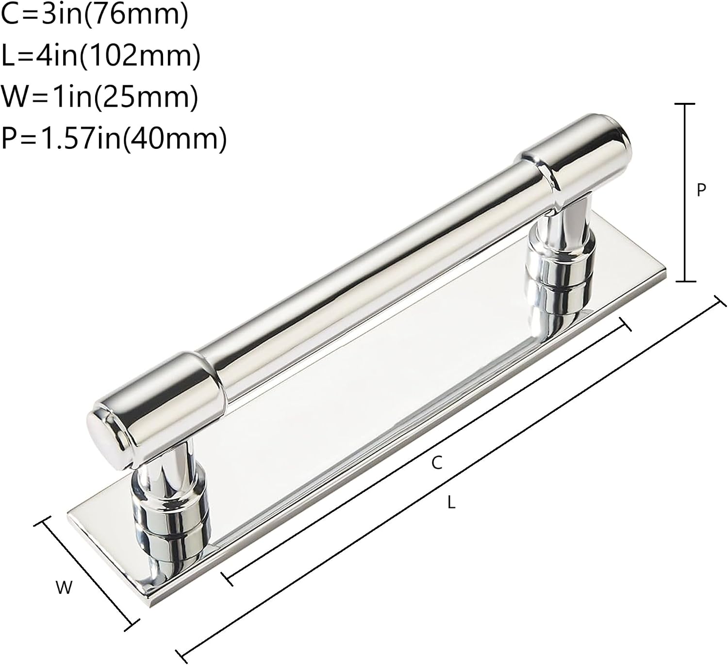 5 Pack 3 Inch(76 mm) Center to Center Polished Nickel Cabinet Pull Backplate with Base Plate Zinc Solid Kitchen Cabinet