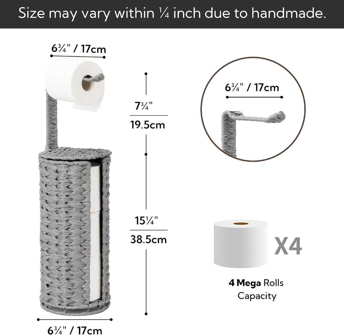 GRANNY SAYS Toilet Paper Storage, Free Standing Toilet Paper Holder Stand | Modern Covered Toilet Paper Stand for 4