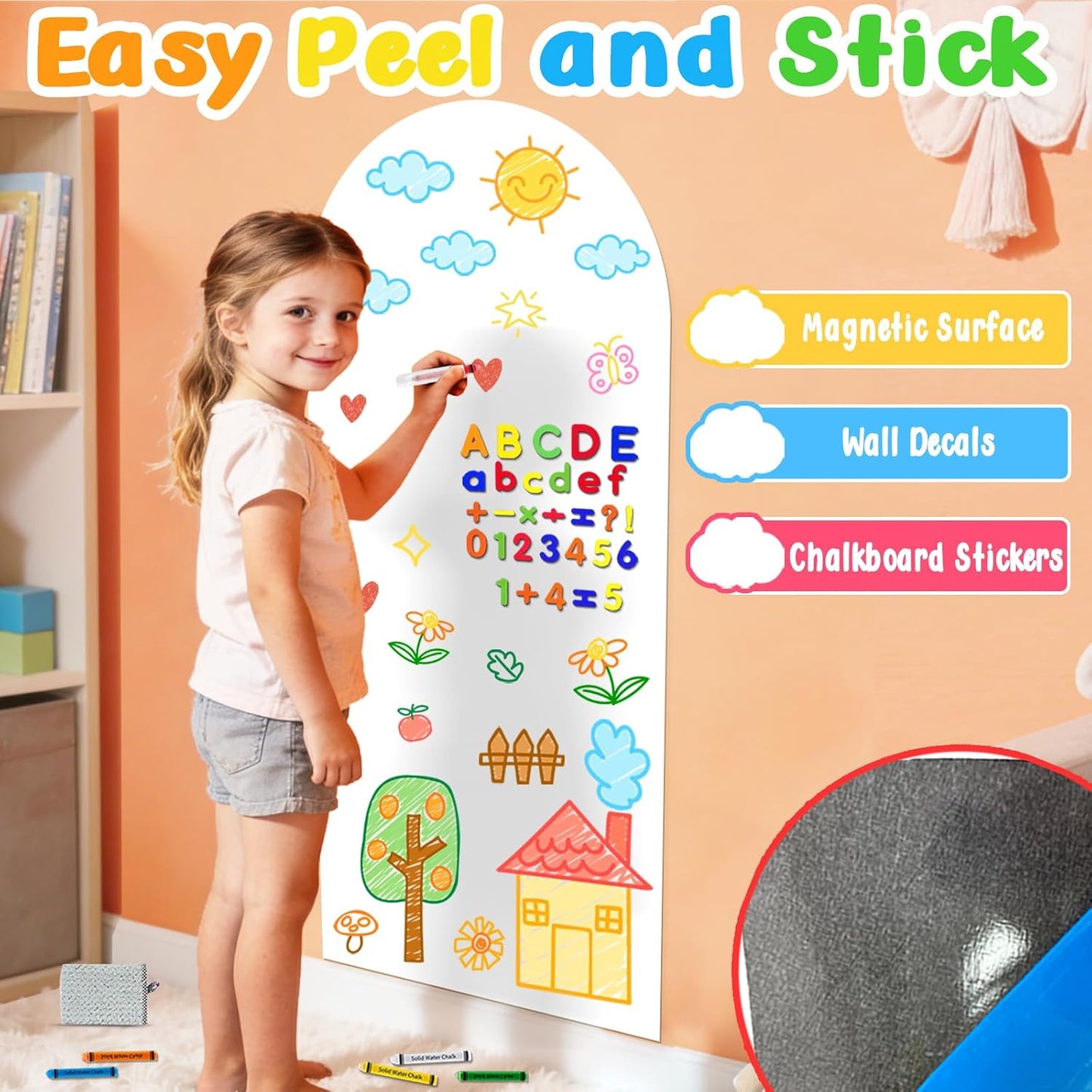 Arch Magnet Wall Decal for Kids Magnetic Board / White / 15.7 x 39.4