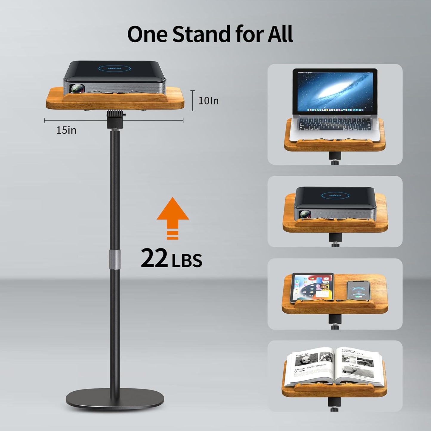 NAMON 2-in-1 Dual-use Floor & Desktop Book Stand, 100% Solid Wood, Height Adjustable from 16.5" to 51", Floor Reading