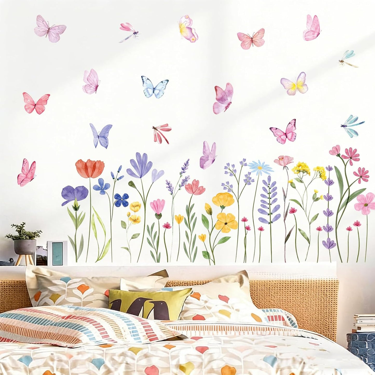 Flower Wall Decals / Flower Butterfly / Set of 60