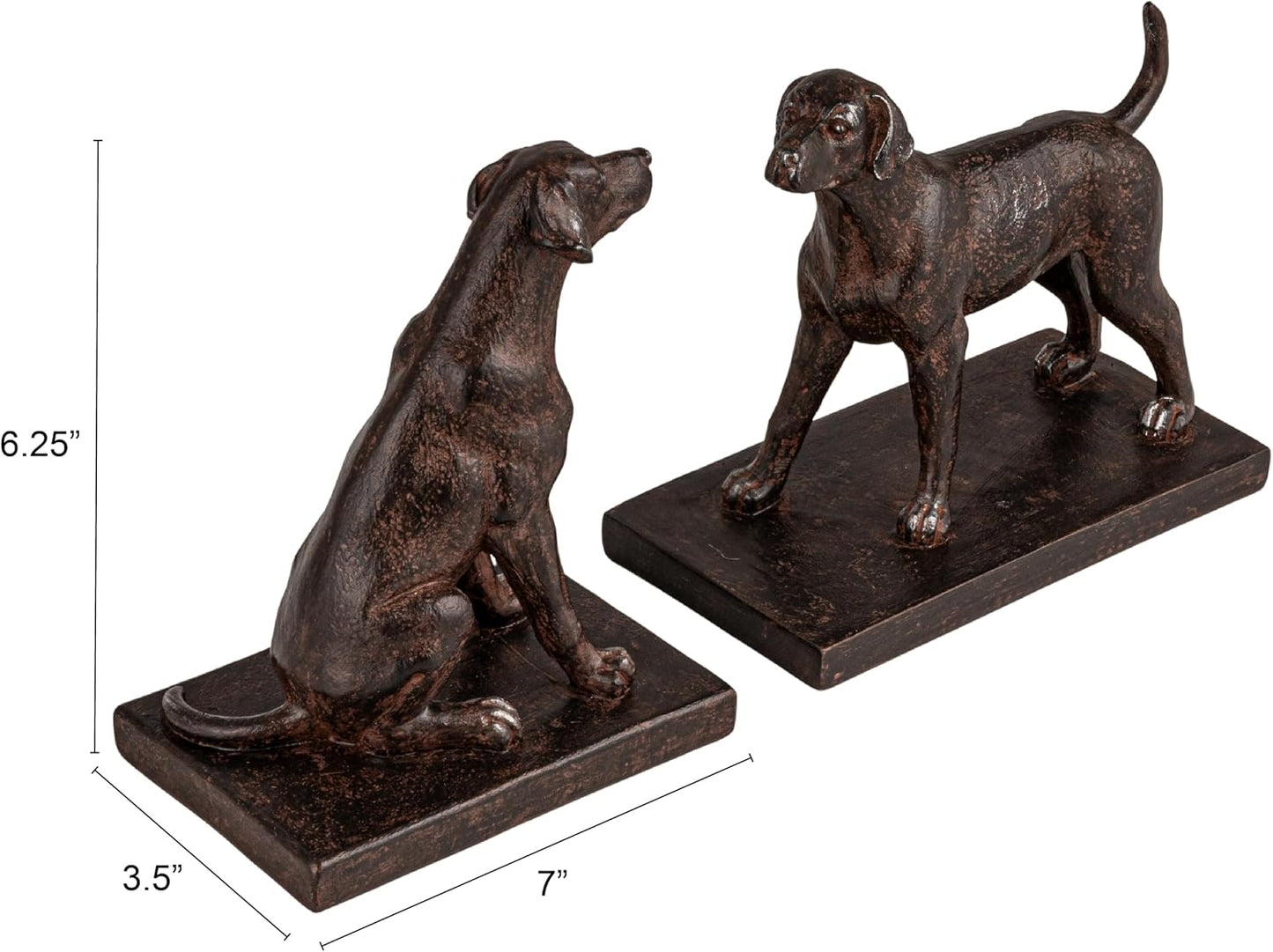 2-Piece Resin Dog Bookends / Black