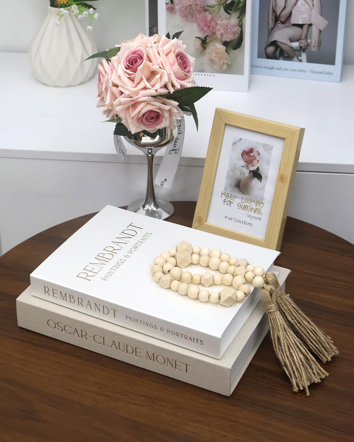2 Linen Faux/Fake Books / Khaki + White