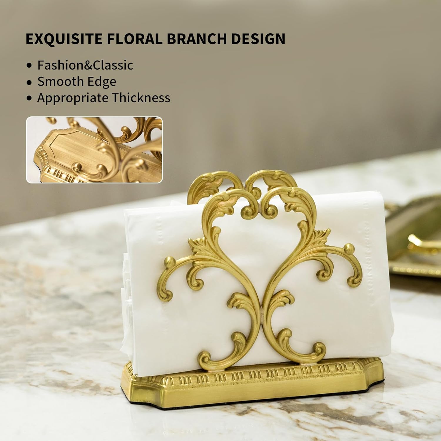 Brass Napkin Holders for Paper Napkins & Kitchen Dining & Countertops / Gold Napkin Holder