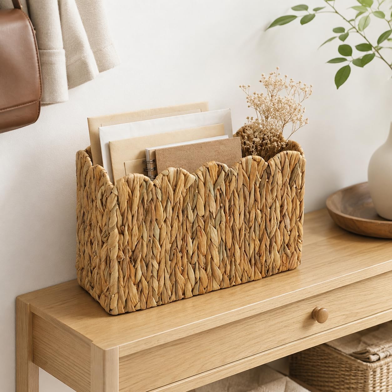 Tall Narrow Wicker Magazine Basket