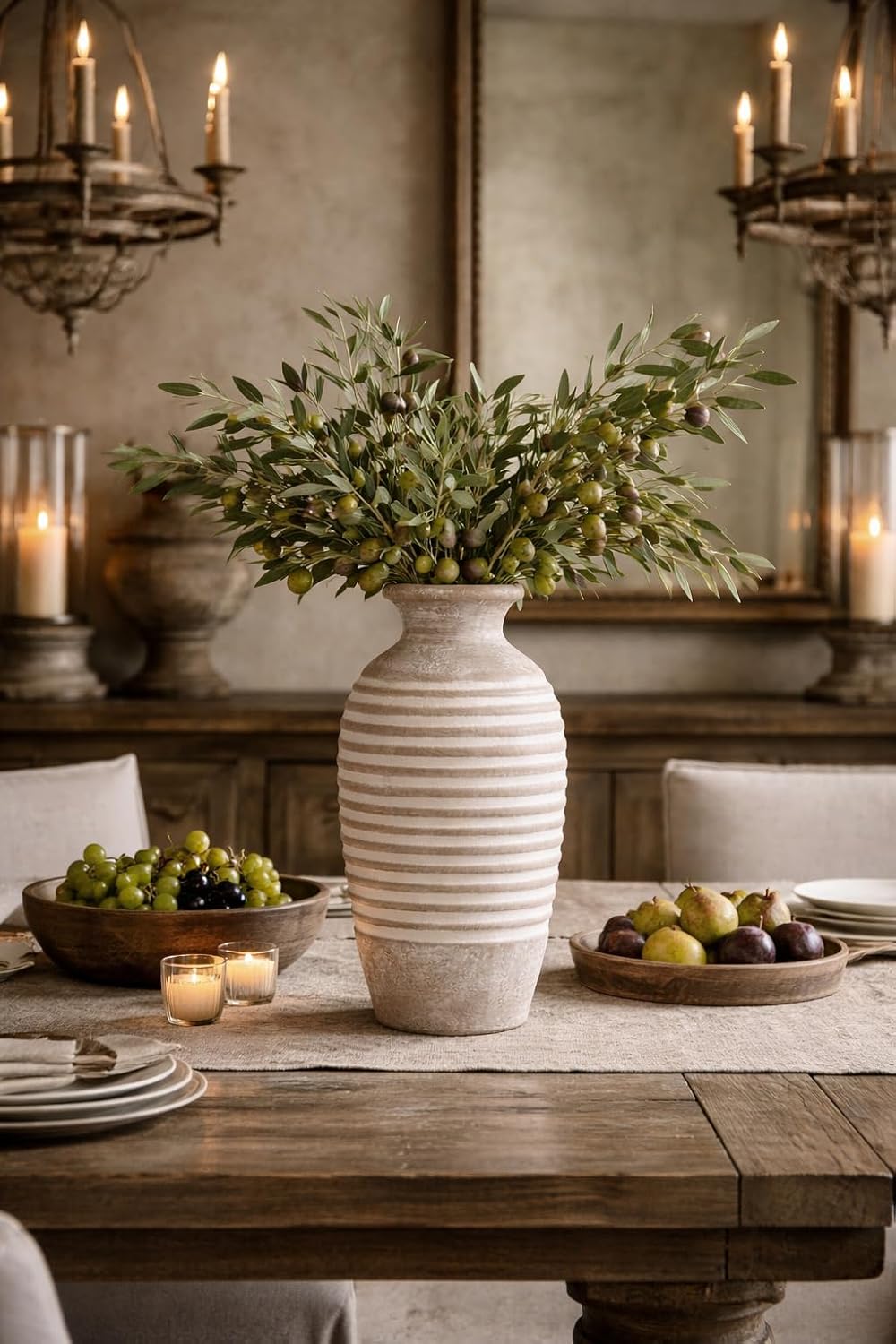 Large Ceramic Rustic Vase / Khaki / 14.4 / 14.4 Inch