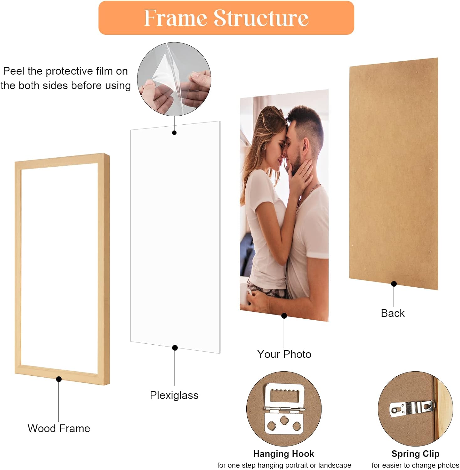 24x24 Wood Frame, Rustic Natural Wooden 24x24in Poster Picture Frame, Modern Beige Woodgrain 24 x 24inch Gallery Wall