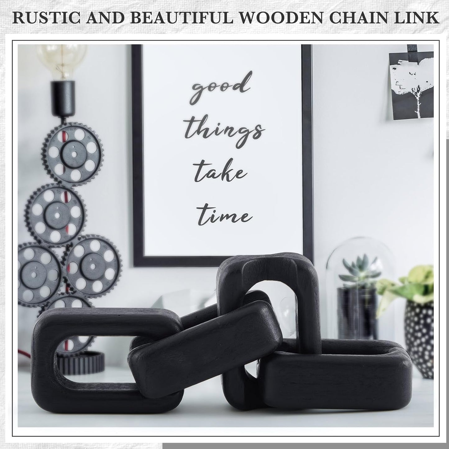 4 Link Wood Knot Decor / Black