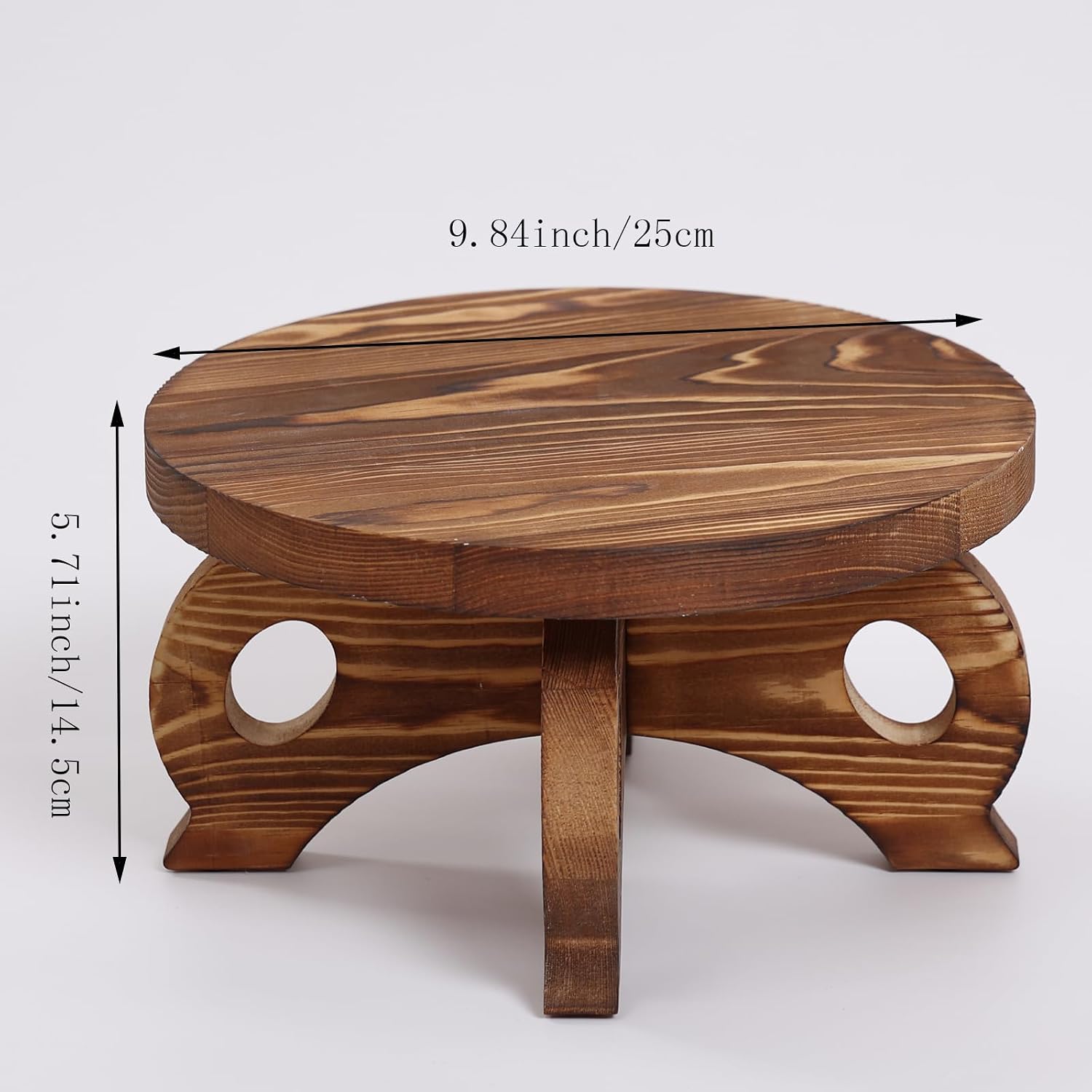 Decorative Corner Planter Wooden Plant Stands Indoor Plant Holder Riser Round Display / Brown / Pine