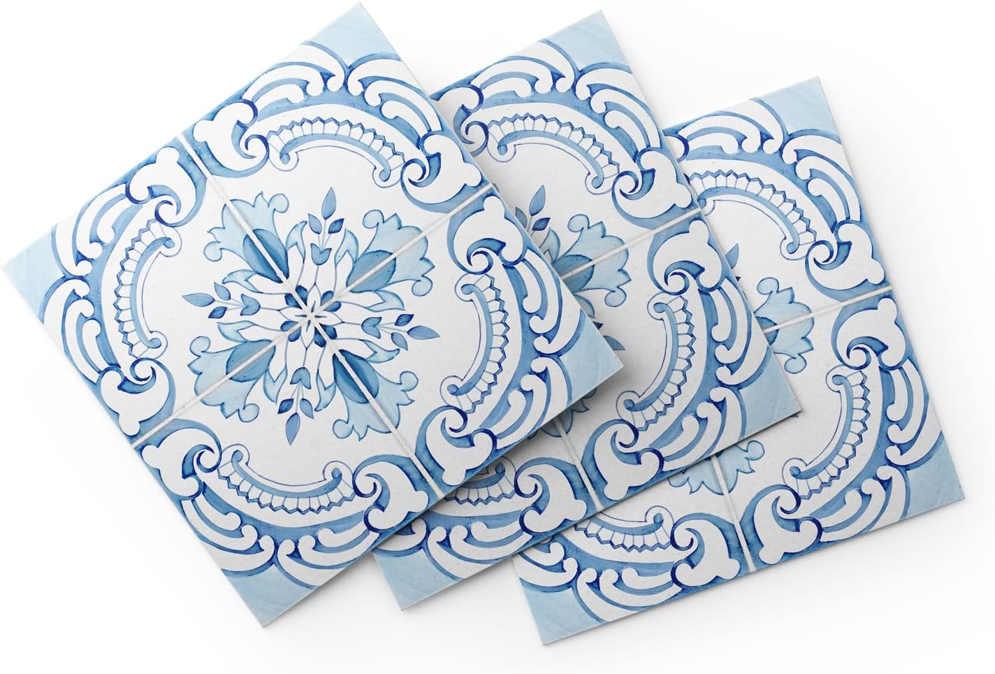 Vintage Tile Stickers / Light Blue / 5.9 Inch / Set of 16