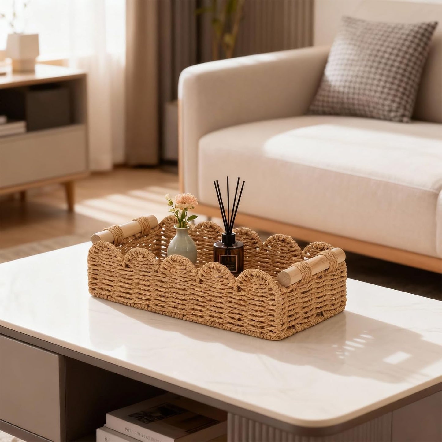 Paper Rope Scalloped Edge Decor Baskets / Set of 2