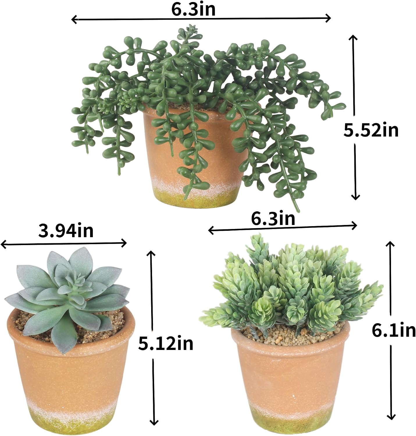Artificial Succulent Plants Potted False Succulent Plants Potted Faux Potted Plant Family / Set of 3