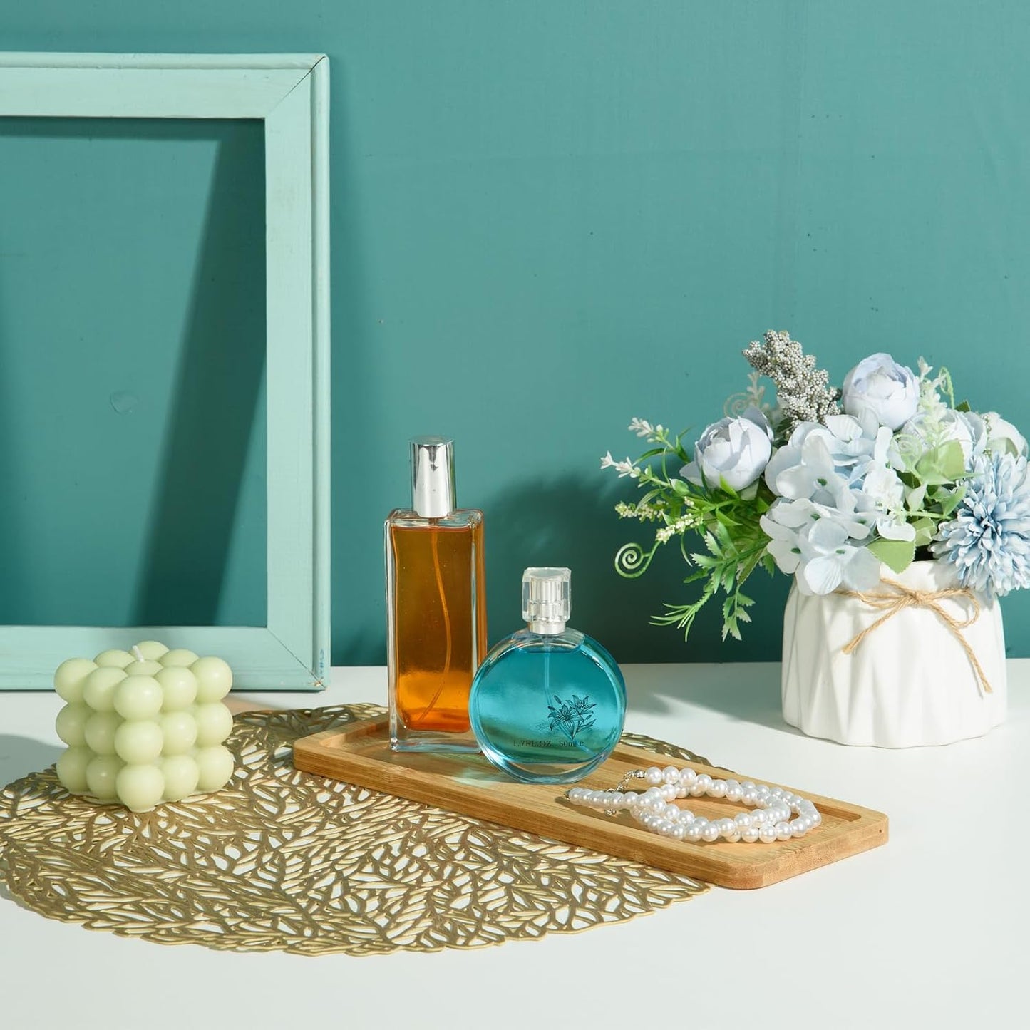 Bamboo Serving Tray Rectangle Bamboo Wood Tea Serving Tray Rounded Edges Wooden Bathroom / Set of 4