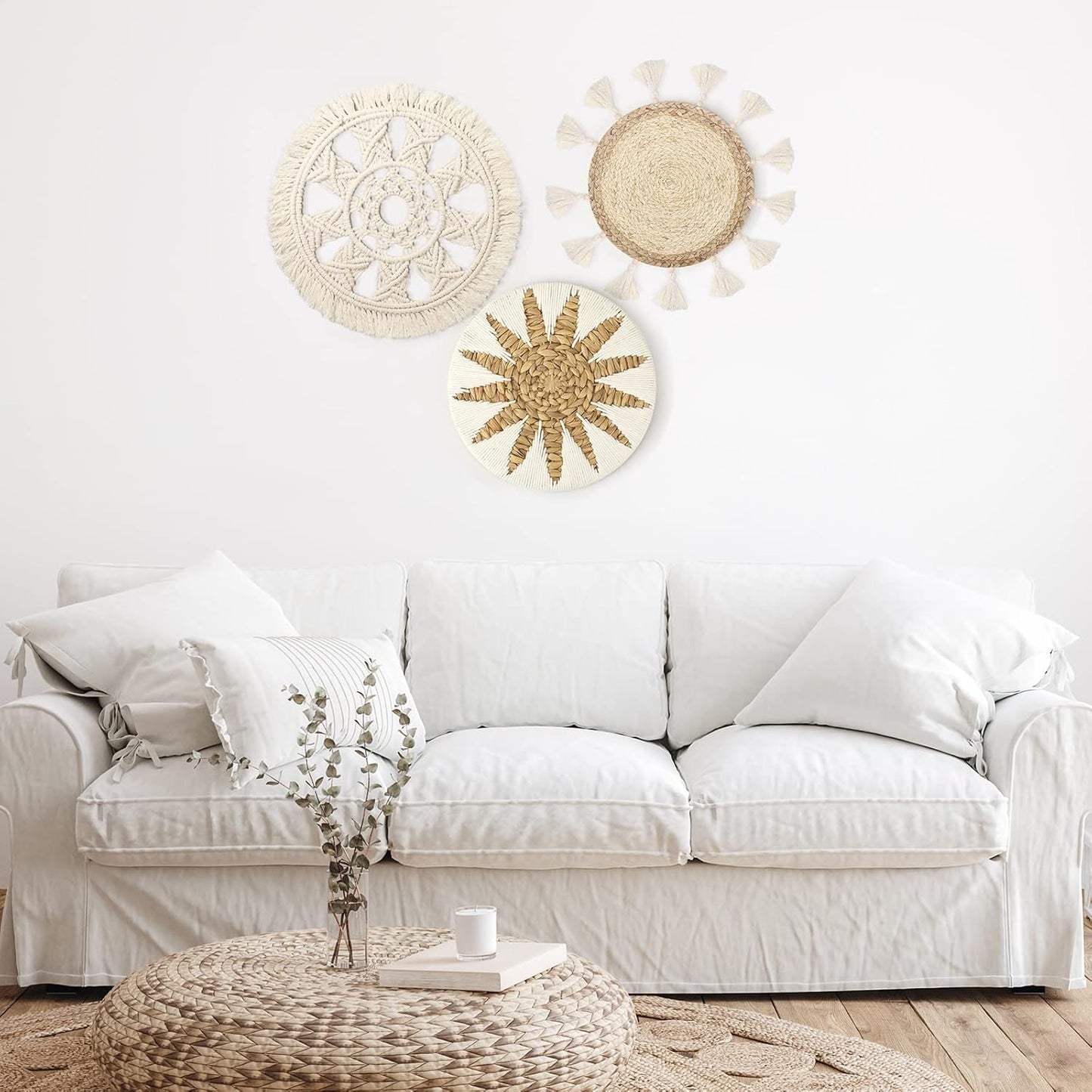 Boho Wall Basket Decor / 12 Inch / Set of 3