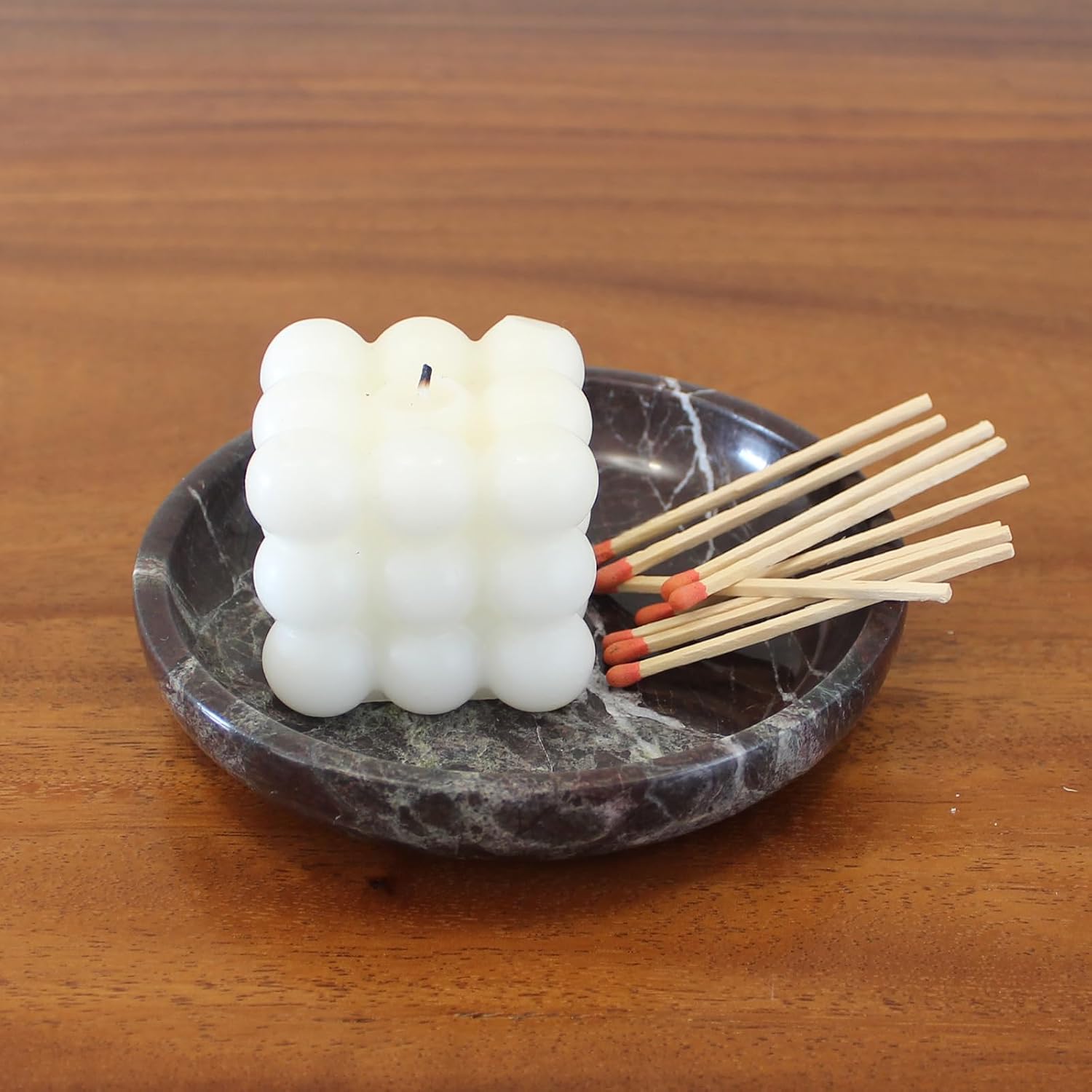 Marble Travertine Ring Dish Jewelry Tray 5.5" for Women / Rosa Levanto / Natural