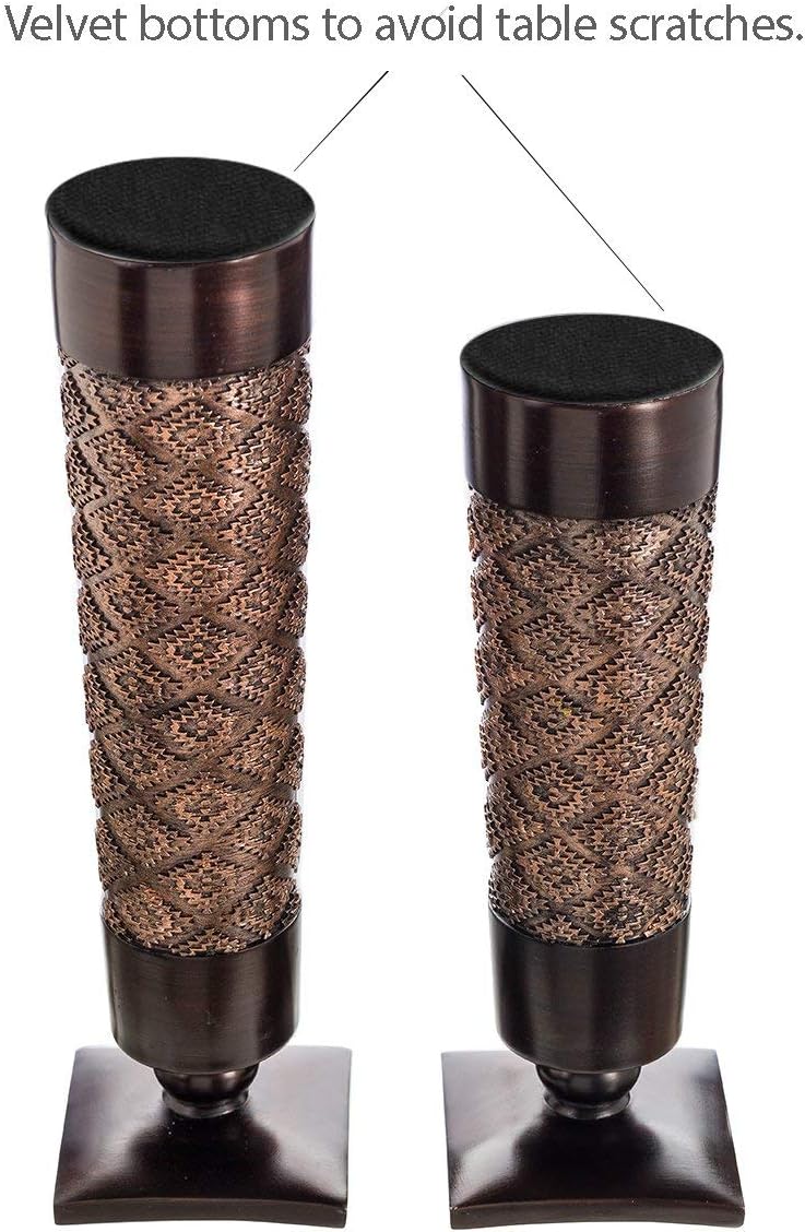 Dublin Pillar Candle Holder / Brown / Set of 2