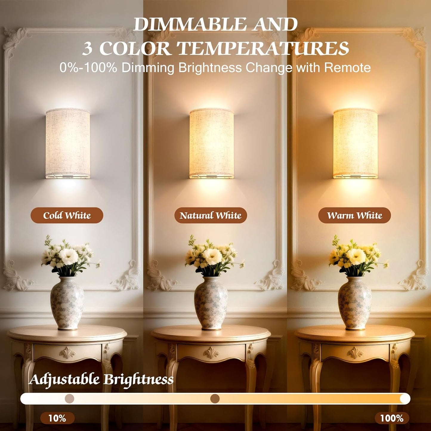 OCATO Battery Operated Wall Sconce Wireless Wall Sconces Set of Two | Rechargeable Magnetic Bulb Wall Lights Lamp