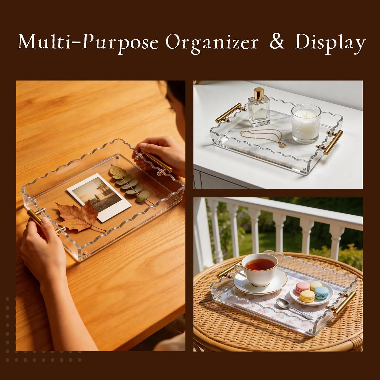 Acrylic Tray / Scalloped Tray / 12.60 x 7.87 x 1.97