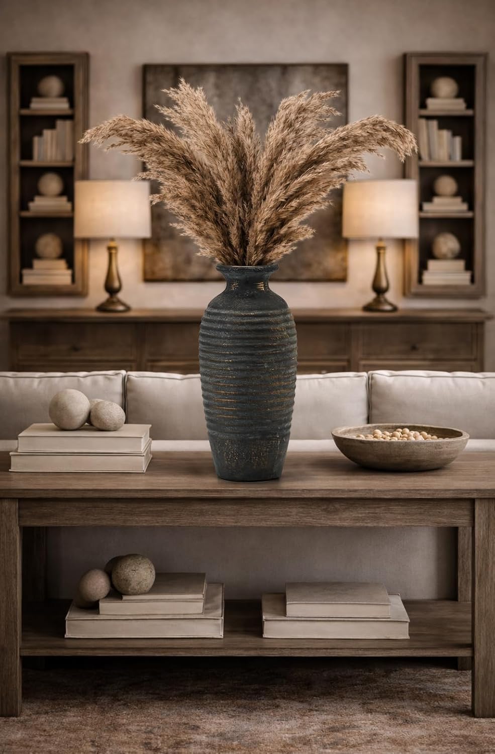 Large Ceramic Rustic Vase / Bronze / 14.4 / 14.4 Inch