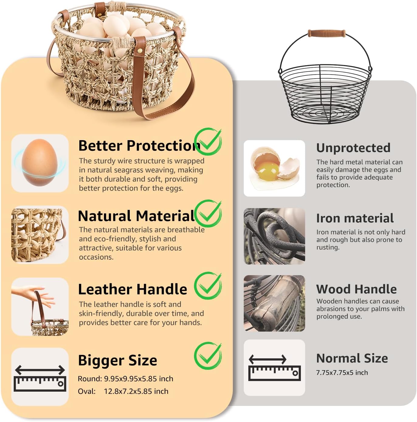 Farmhouse Seagrass Egg Baskets / Round-seagrass