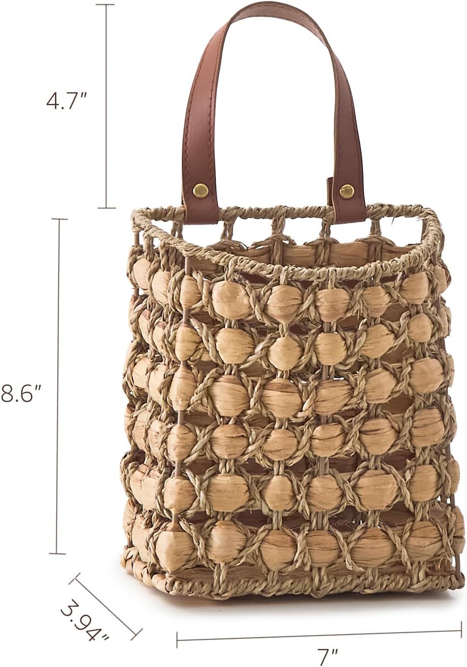 Wall Hanging Pocket Basket Portable Storage Basket Decorative Boho Mounted Organizer Dried / Mix