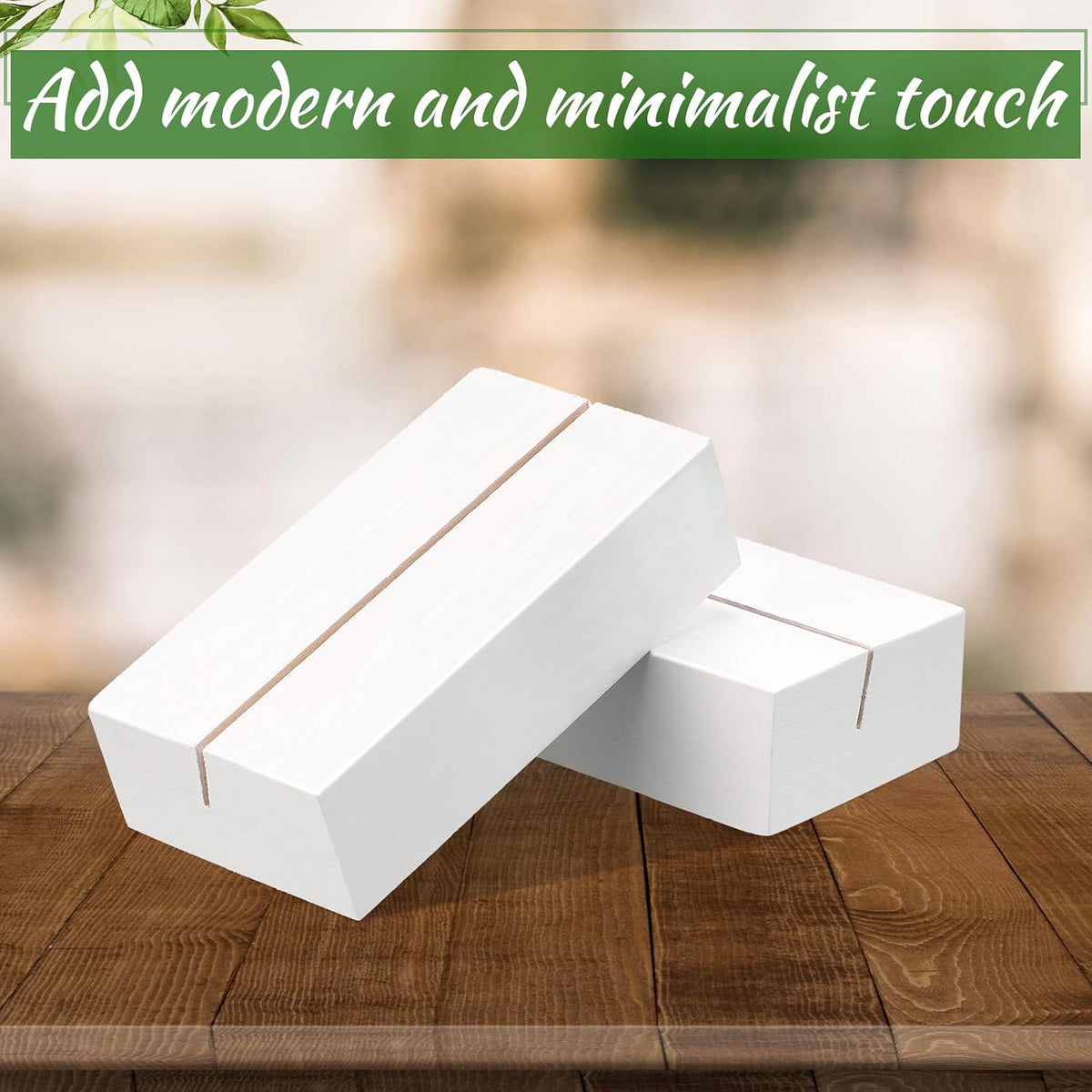 Blosssound 24 Pcs Wood Place Card Holders,3 x 1.6 x 0.8 Inches,White | Table Number Stands Wedding Party Events, Name