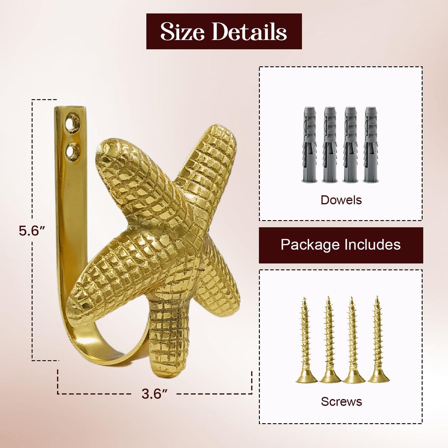 THDC Sturdy Wall Mounted Curtain Holdbacks (Pack of 4) - Curtain Holders for Living Room, Bedroom, Kitchen, Office