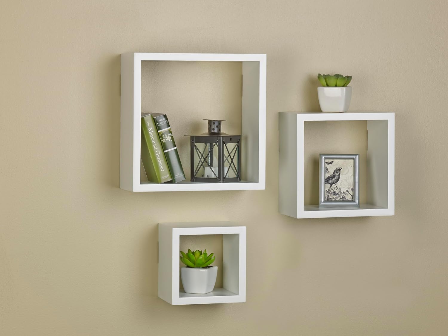 Floating Square Cube Shelves / White / Set of 3