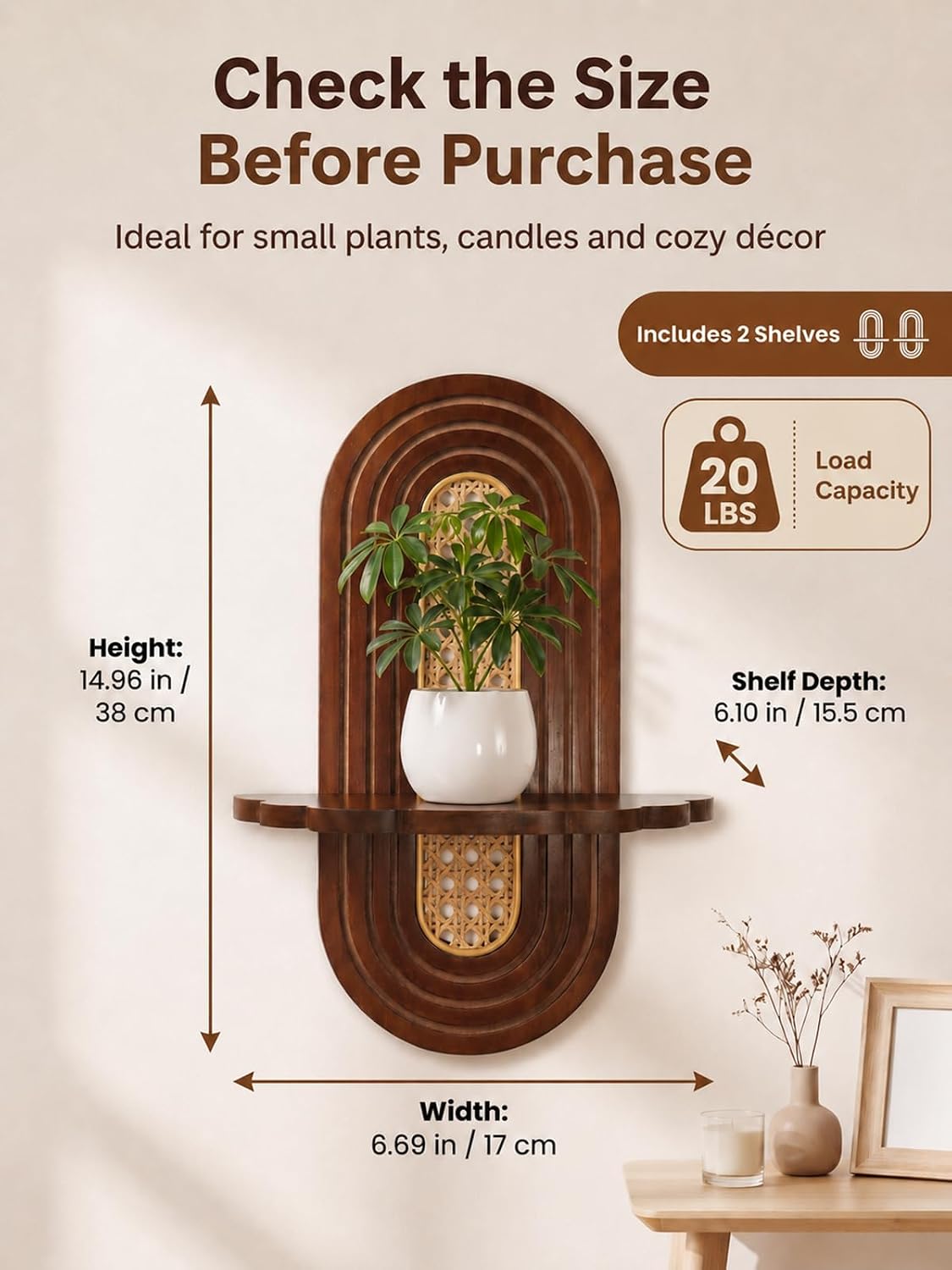 Rattan Plant Shelf / Set of 2