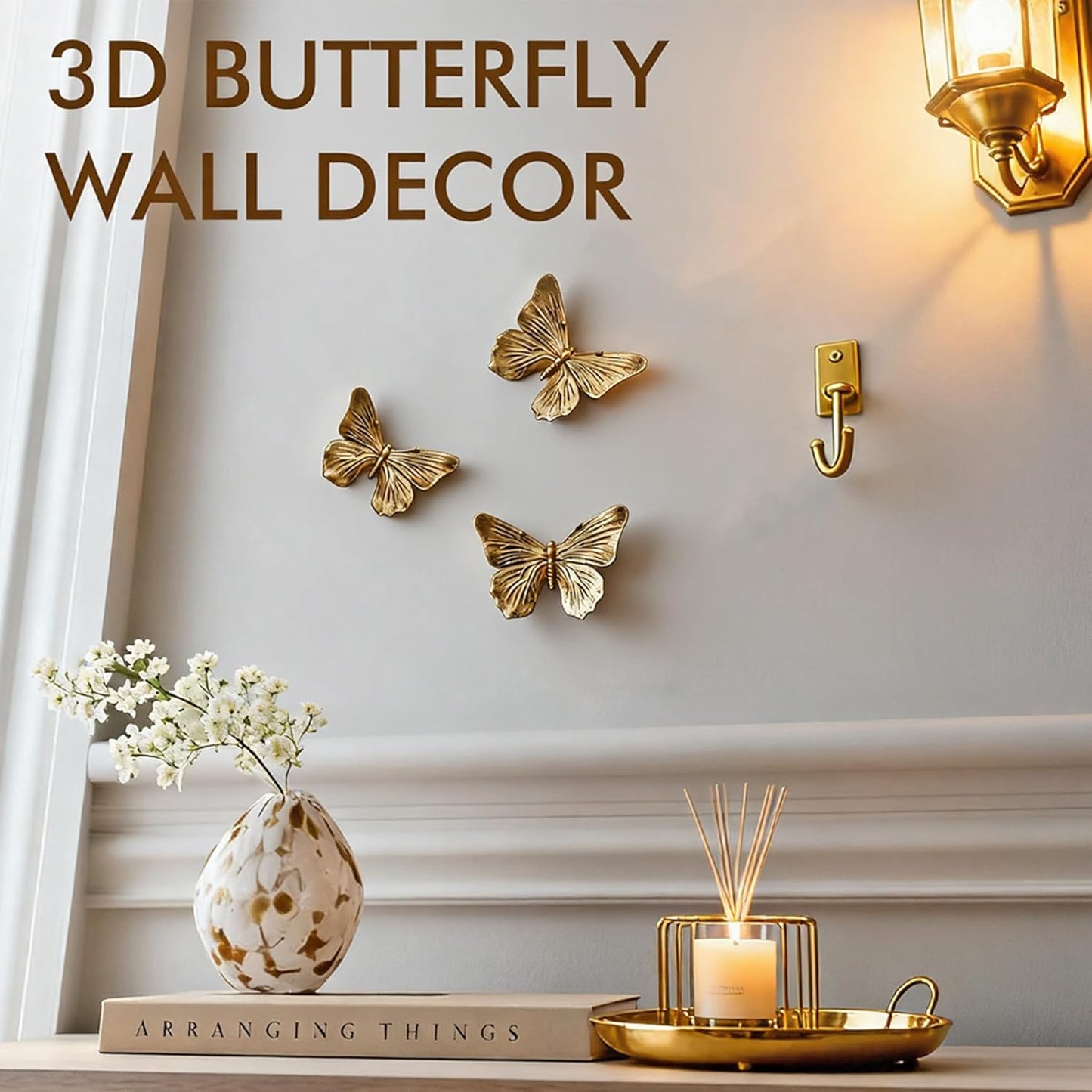3D Butterfly Wall Decor Set / Copper / Set of 3