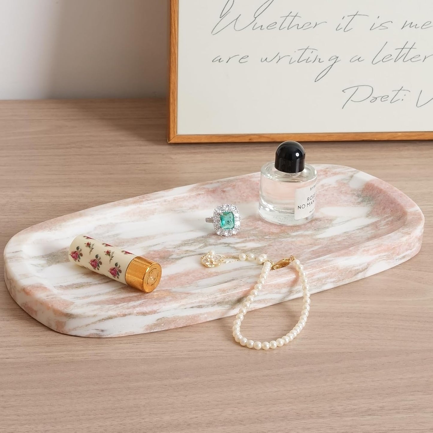 Natural Marble Tray / Norway Red / 10 x 5 x 0.7