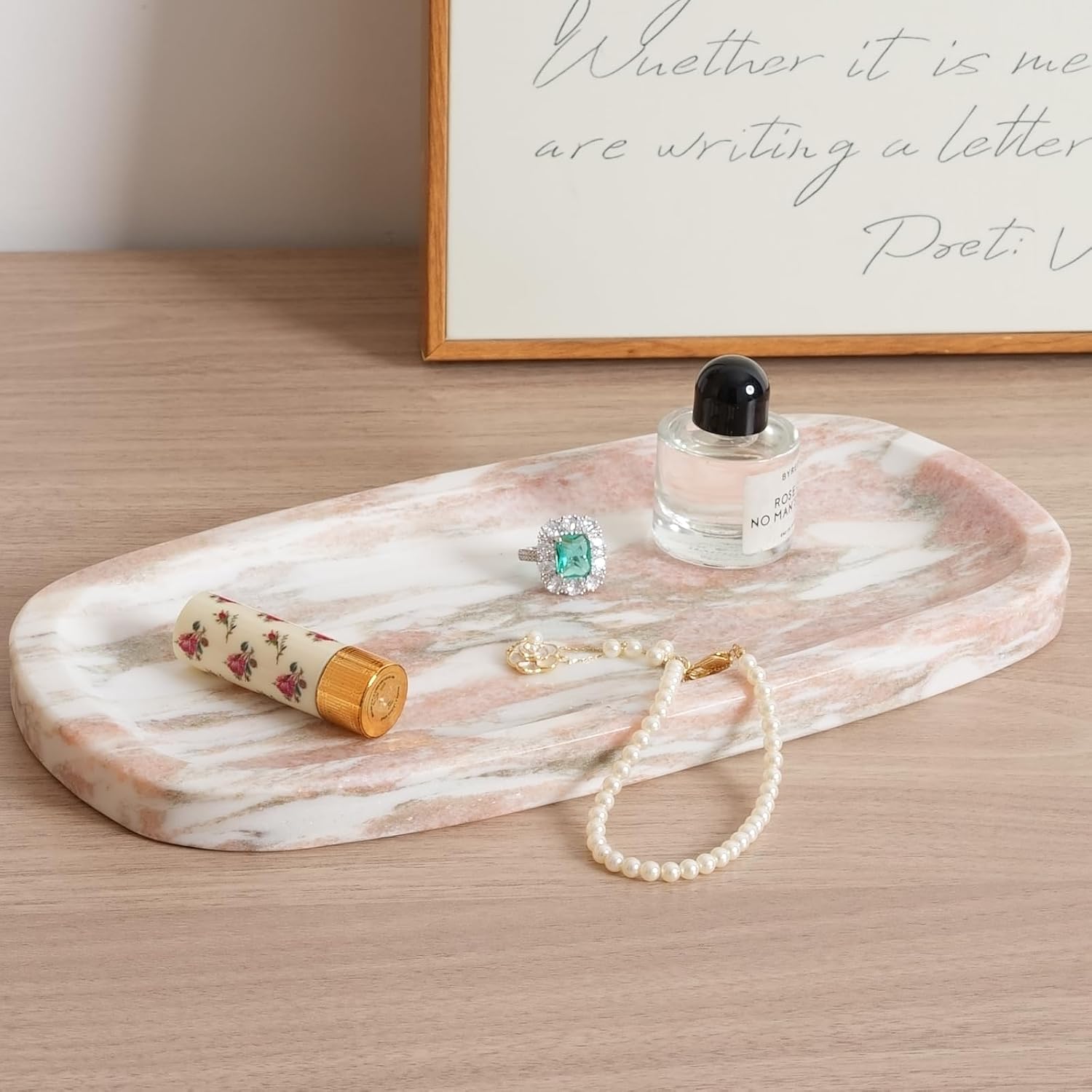 Natural Marble Tray / Norway Red / 10 x 5 x 0.7