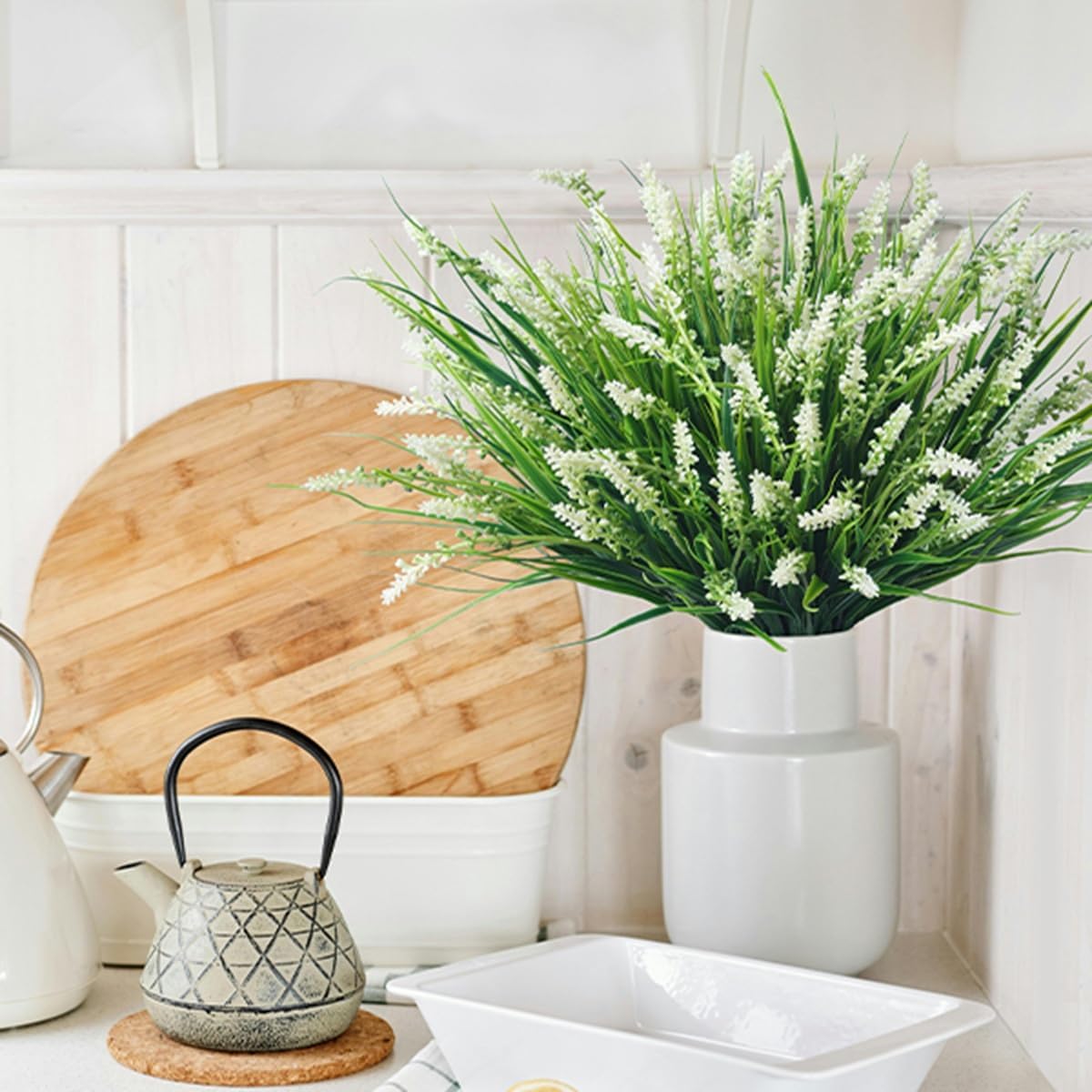 Artificial Plants Fake Flowers Monkey Grass / White / Set of 20