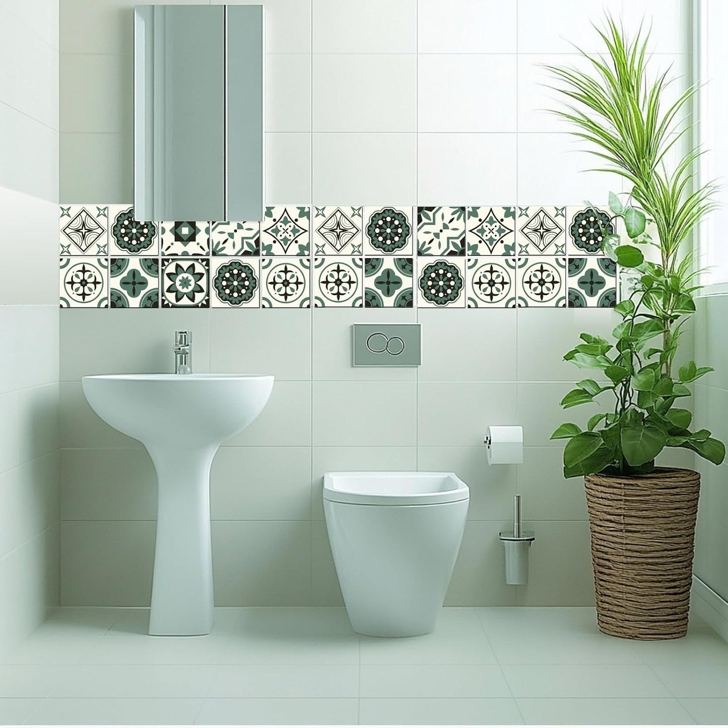 Flower Pattern / Moss Green / Set of 36
