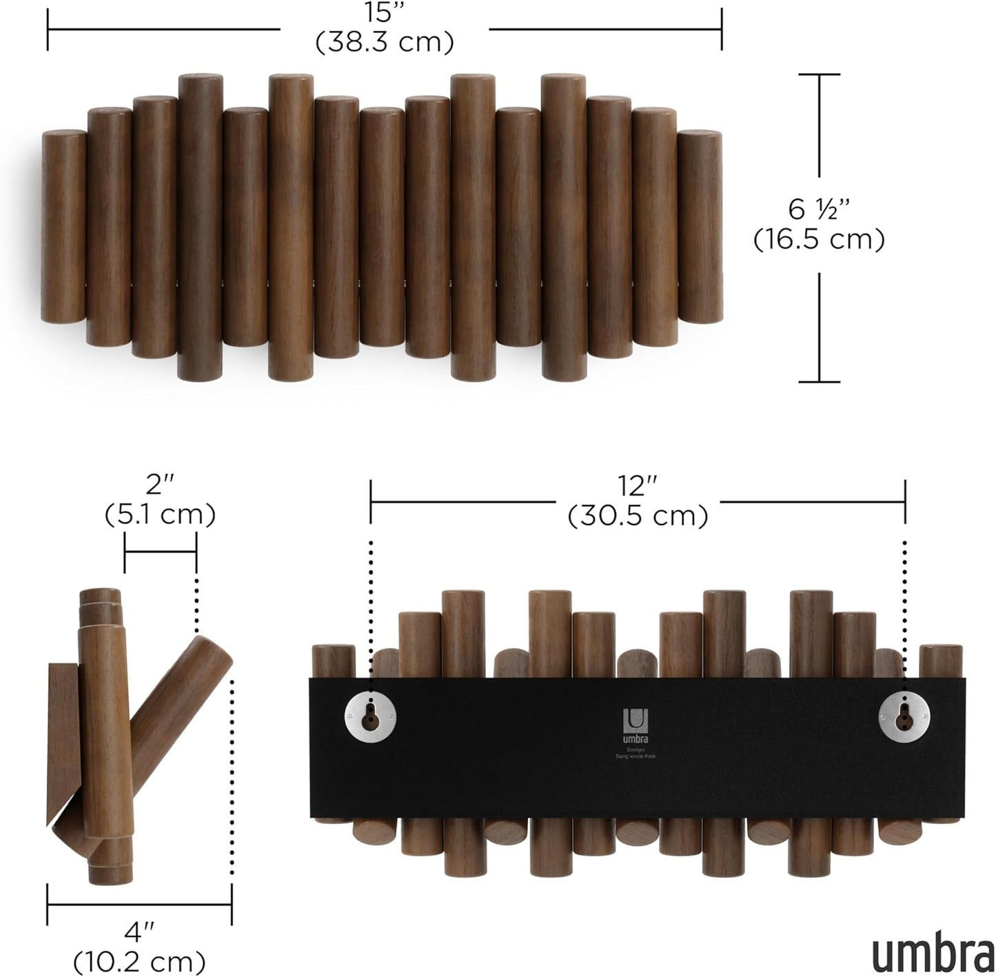 Space-Saving Storage Organizer / Walnut / 5-hook