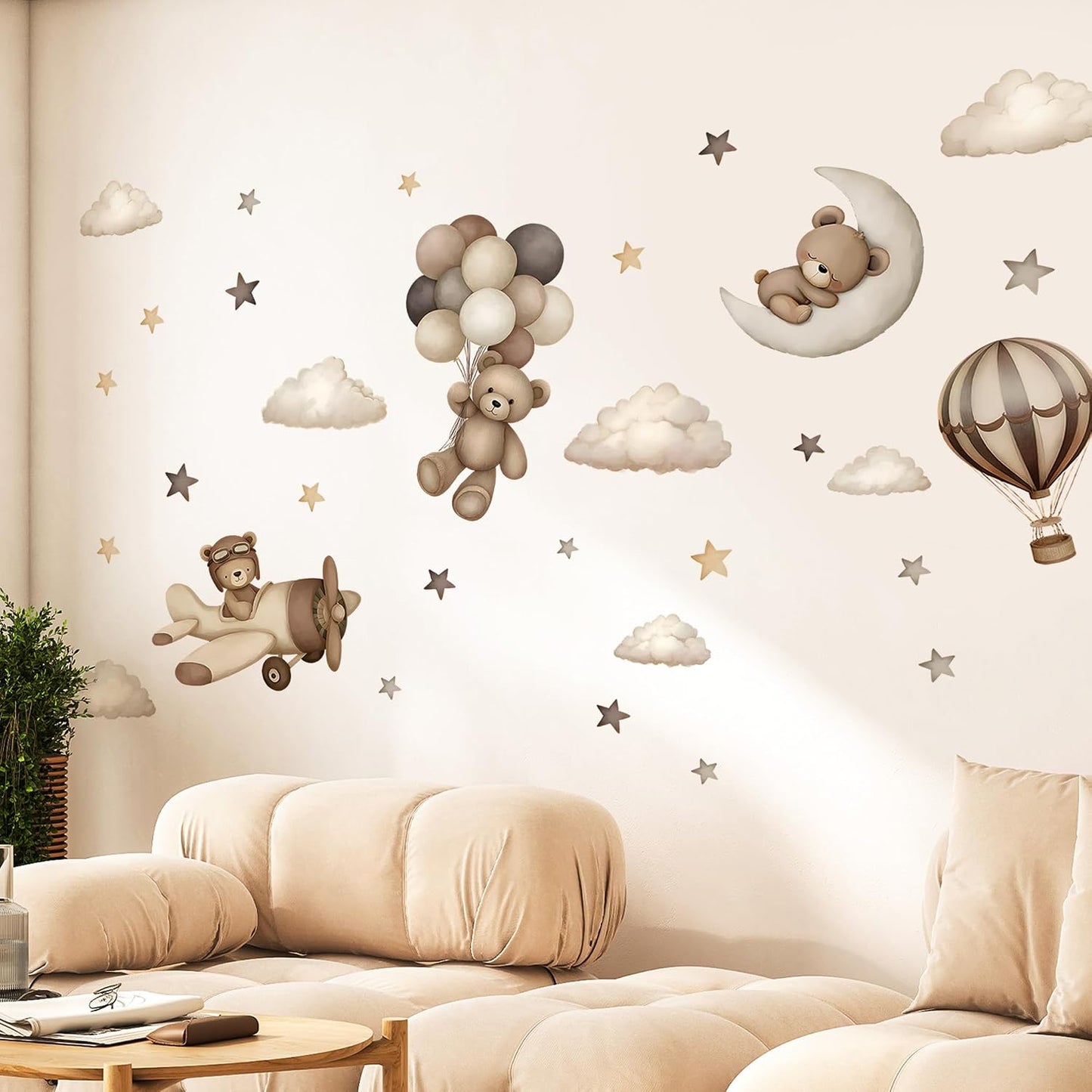 Teddy Bear Wall Decals / Coffee Brown Bear Wall Decal