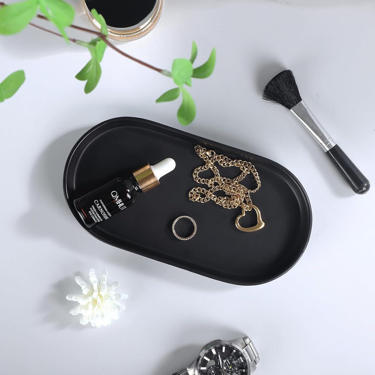 8'' Ceramic Vanity Tray / Black